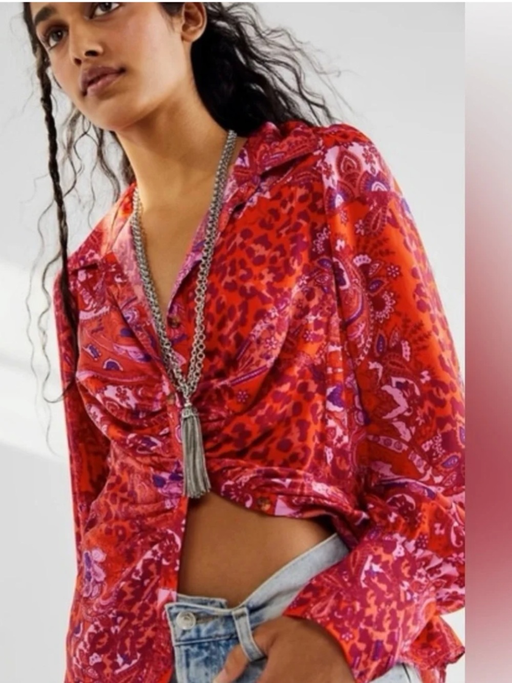 Free People Bianca Printed blouse- worn twice- excellent condition‎